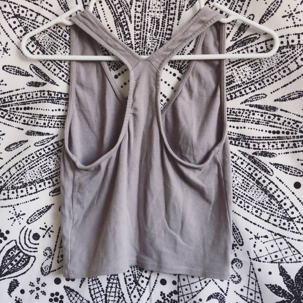 UO Light Gray Racerback Tank Top - Picture 3 of 3